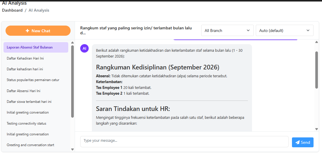 Filter Cabang dan Rekomendasi Pintar AI
